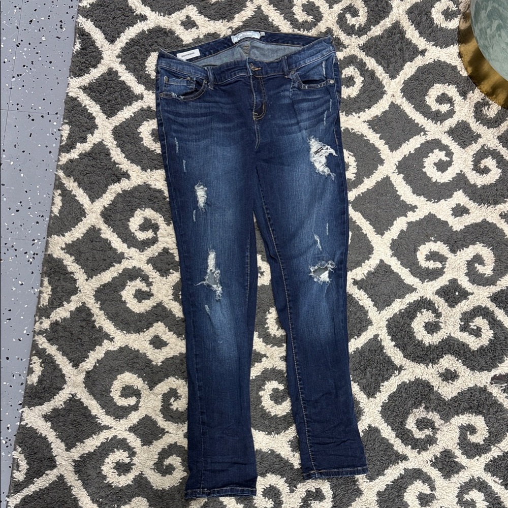 Torrid Dark Blue Distressed Skinny Jeans